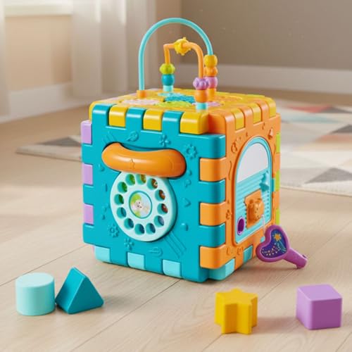 Image of StarAndDaisy Baby Toddler Activity Center Musical Multi Activity Cube for Kids, Infants -Play Learning Center Toy Interactive Educational, Skill Development House with Lights and Sounds