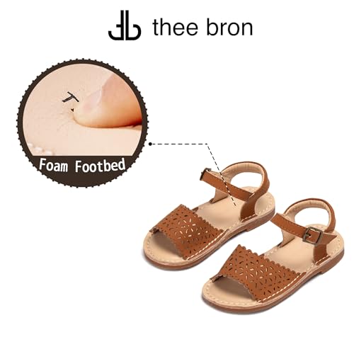 Image of THEE BRON Toddler Girls Vintage Open Toe Sandals Cushioned Comfy Summer Dress Shoes