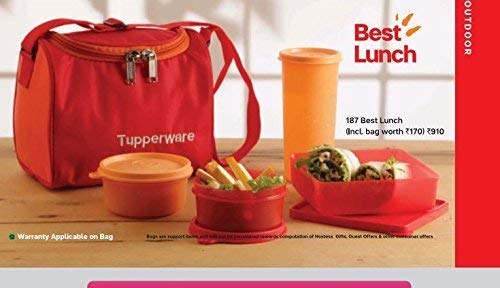 Tupperware Plastic Lunch Bag Set with Bag, 4-Pieces, Multicolour