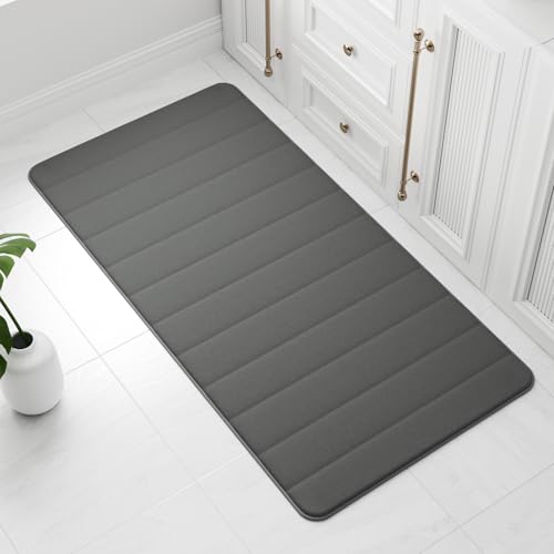 wyewye Memory Foam Badematte 60 x 120 cm Dunkelgrau – Ultraweiche,...