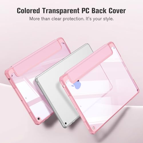 Image of Fintie Hybrid Slim Case for iPad 9th / 8th / 7th Generation (2021 /2020 / 2019) 10.2 Inch - [Built-in Pencil Holder] Shockproof Cover with Clear Transparent Back Shell, Baby Pink