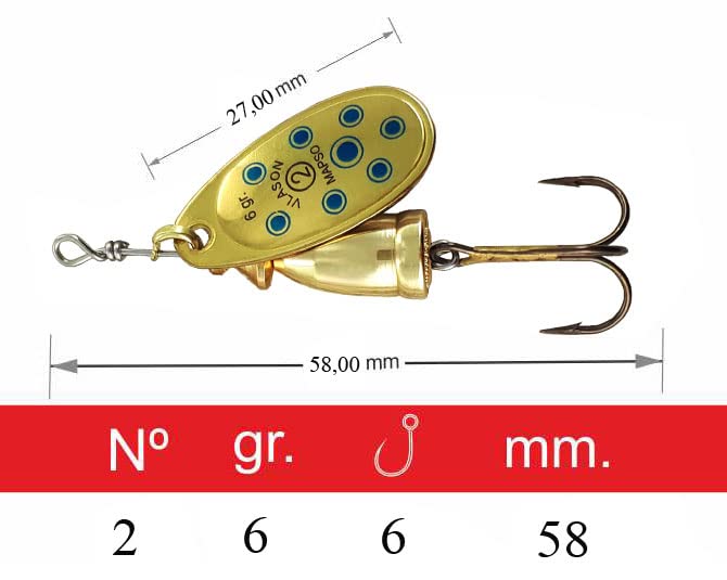 Mapso – 5 Fishing Spinners orión-2 4.50 grammi., Black silver