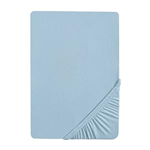 Traumhaft Schlafen – Castell – Markenbettwäsche 0077113 Spannbetttuch Jersey Stretch (Matratzenhöhe max. 22 cm) 1x 90×190 cm – 100×200 cm, bläulich