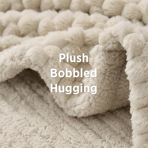 Image of Bedsure Heated Blanket Throw, Light Brown Bubble Pattern Electric Blanket