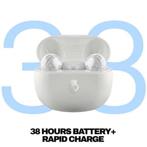 Skullcandy Rail ANC Écouteurs Intra-Auriculaires à Suppression de Bruit sans Fil, Autonomie 27 h, Microphone, Compatibles iPhone + Android et Appareils Bluetooth - Bone