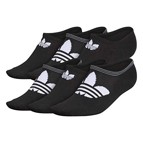 adidas Originals Women's Trefoil Superlite Super No Show Socks (6-Pair),Black/ White,M
