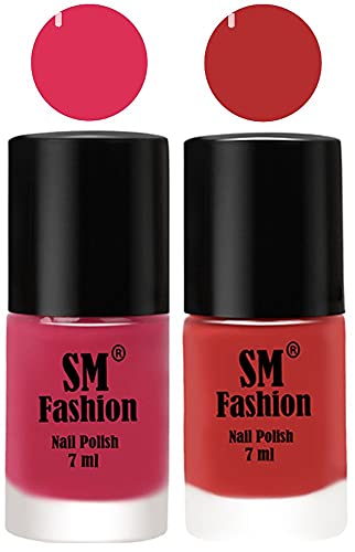 Image of Long Lasting Nail Polish | Nail Paint Combo 7 ml Each) - Set of 2 Dusty Pink-Coral Pink