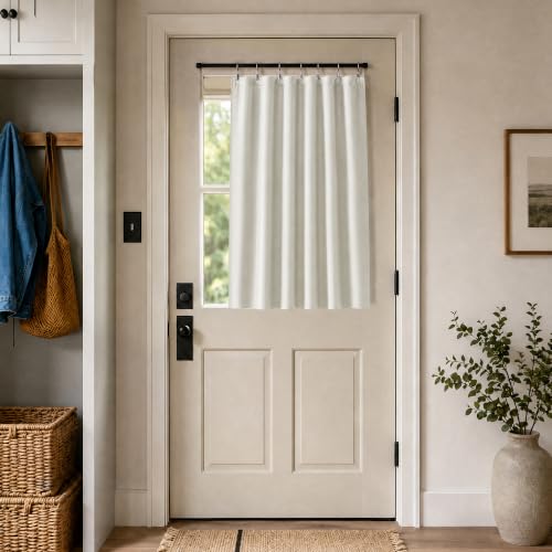 Image of KOUFALL Kitchen Curtains Cafe Curtain Tiers Short Blackout Small Curtains for Bathroom Window Wide 34 X 30 Length Cream White Beige
