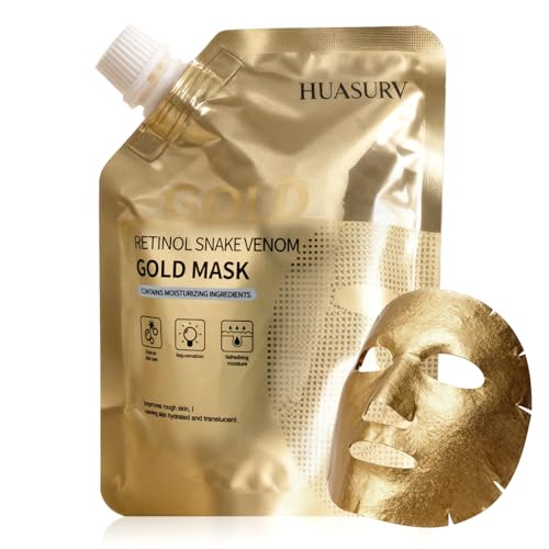 Gold Retinol Snake Venom Face Mask, Moisturizing Rejuvenating Facial Treatment with Hydrating Formula, Skin Care Gold Series