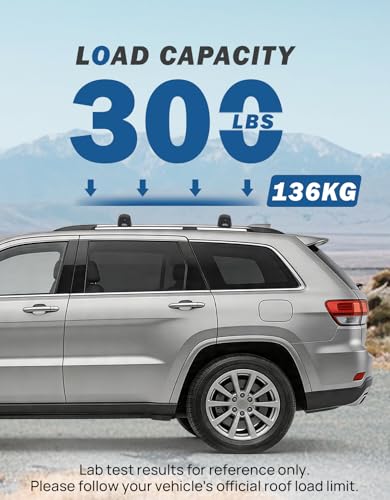 Image of JOYTUTUS 300lbs Heavy Duty Lockable Aluminum Roof Rack Cross Bars Compatible with Jeep Grand Cherokee L 2021-2026 (3-Row) & Grand Cherokee WL 2022-2026 (2-Row)