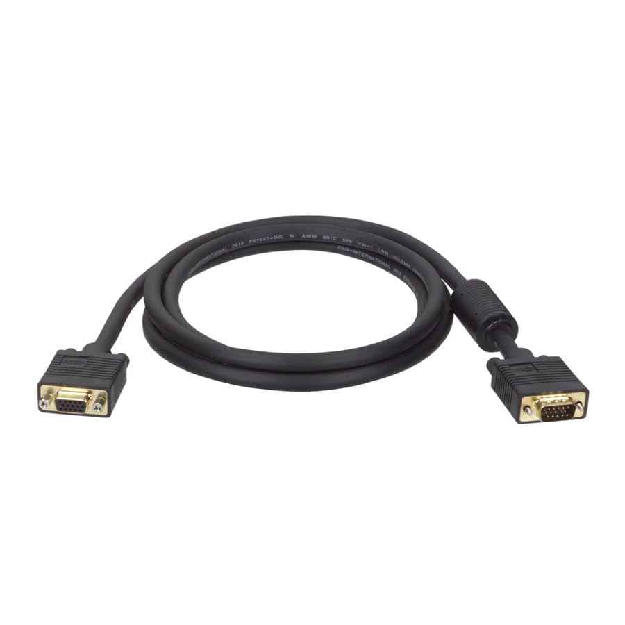 Tripp Lite by Eaton P500-015 15ft VGA Extension Cable, HD15 Male/Female, Gold-Plated, 2048x1536, EMI/RF Shielding, Strain Relief, Black, Cloud Care Pre-Configured Bundle Eligible (10 Pack)