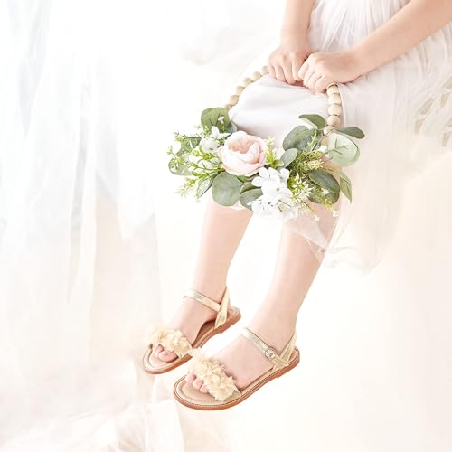 Image of Felix & Flora Toddler Girl Sandals - Little Girl Easter Dress Shoes Lightweight Open Toe Beach Holiday Flats