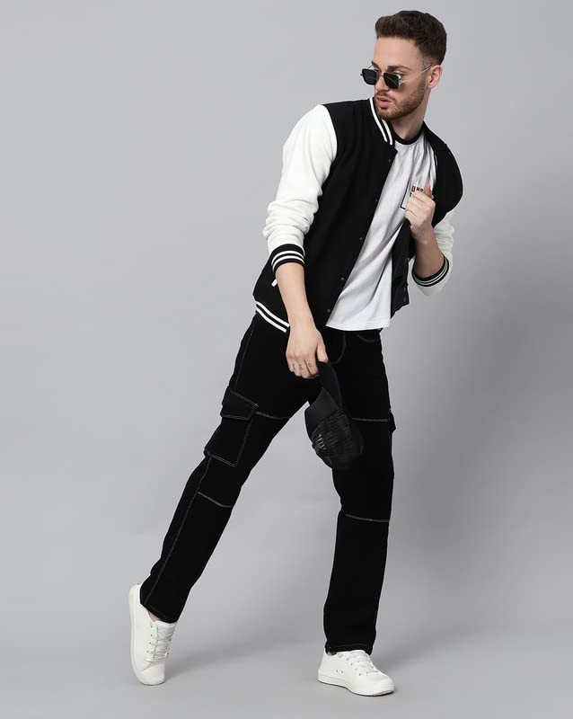 Image of BE SAVAGE Men's Cotton Blend Standard Length Varsity Jacket