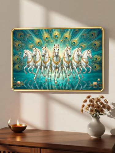 Image of 7 Running Horses Vastu Photo Frame, 16x24 Inch