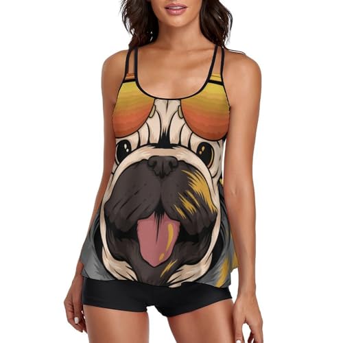 Maillot de bain tankini femme avec short de bain fluide pour plage et piscine