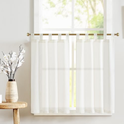 TOPICK 2er Set H 60 x B 65 (cm) Scheibengardinen Küche Weiß...