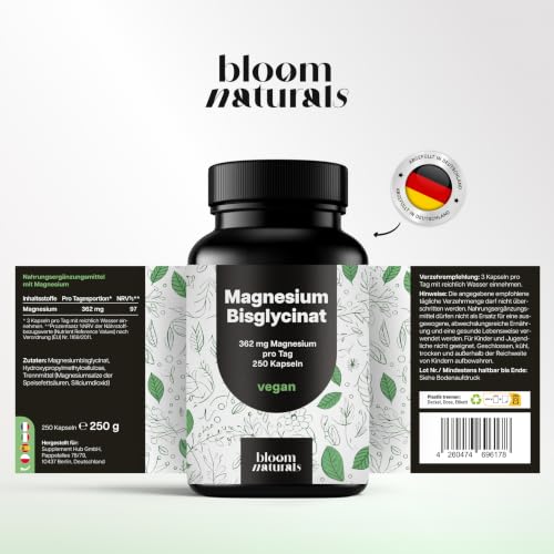 Magnesium Bisglycinat hochdosiert – 250 Kapseln – 362 mg pro Tag – Ansicht 6
