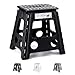 Produktbild HOUSE DAY 40cm Tritthocker Klappbar - Schwarz Faltbarer Hocker Tritthocker Tragbarer Klapphocker Faltbar Tritt Klappbar Falthocker Badhocker Klappstuhl Fußhocker bis 136kg für Erwachsenen