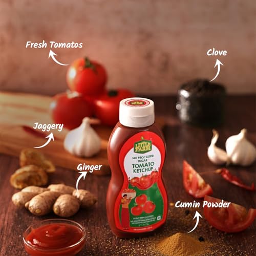 Image of THE LITTLE FARM CO Healthy Jaggery Tomato Ketchup (220g) | No Added Preservatives, No Refined Sugar & No Chemicals | Sweet & Tangy Tomato Sauce Made with Fresh & Natural Ingredients