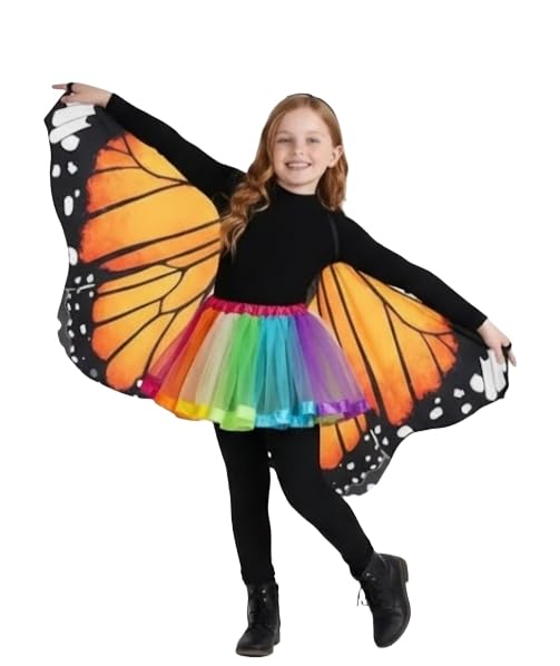 Kids Fairy butterfly wings for Girls with Rainbow drees Up pretend piay party Favors (multicolor)-image-35