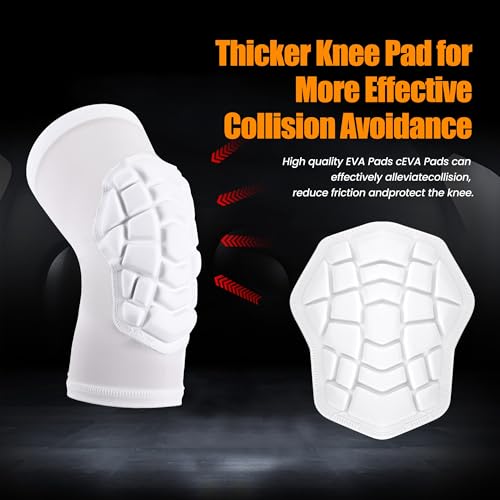 Basketball knee pads, compression leg covers for teenagers and adults, wrestling knee pads, football volleyball, pickleball, weightlifting knee pads (1 pair) (Short white, Large) - Image 3
