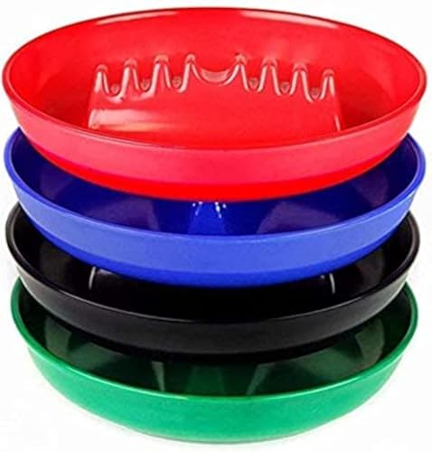 7 Ashtray for Cigarettes & Cigar [4 Pack] Round Plastic Melamine Tabletop Ashtrays Assorted Colors (Black Blue Green Red) - for Indoor/Outdoor Patio Restaurant Style