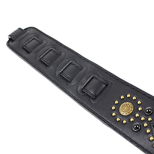 Walker And Williams GTR-20-BB Sedona Sangle rembourrée avec rivets et rivets Noir - Les Beatles, Paul McCartney, John Lennon, RIngo Starr, George Harrison Walker And Williams GTR-20-BB Sedona Sangle rembourrée avec rivets et rivets Noir – Image 7
