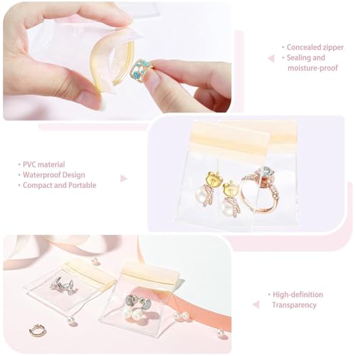 FVZWKHD Boîte à bijoux en acrylique, organisateur de bijoux transparent avec 20 poches à fermeture éclair antioxydantes, étui à bijoux, jaune – vue 7