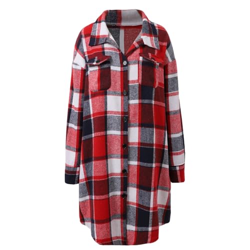 Abrigo largo de forro polar elegante y suave de diseño a cuadros exclusivo XXL 4