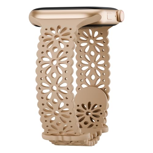 Image of Slim Lace Hollow-out Floral Silicone Bands Compatible with Apple Watch Band