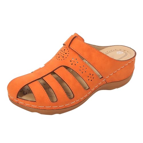 Sandales à plateforme pour femme orange 37 EU chaussure plage bout fermé respirante décontractée