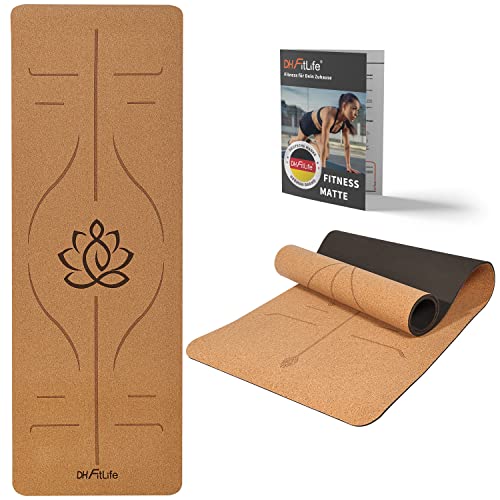 DH FitLife Yogamatte aus Kork & TPE, Gymnastikmatte 183 x 61 x...