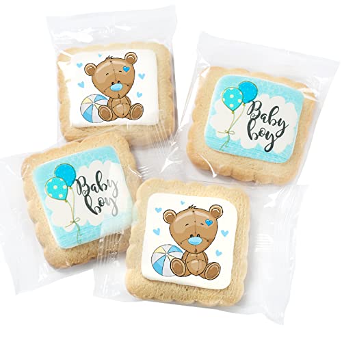Image of Baby Shower Cookies Baby Boy 24 PACK Dessert Table Party Favors Decorated Individually Wrapped Sugar Cookies Gift