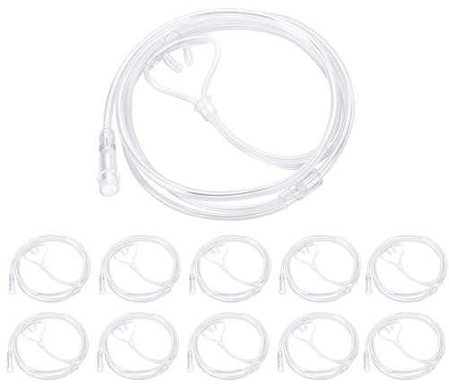 10 Pack 4Ft Adult Oxygen Nasal CannulaCurved Nose Piece High Flow Lightweight Transparent