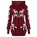 Produktbild Geili Große Größen Kapuzenpullover Damen Cat Print Hoodie mit Katze Ohren Kapuzenpulli Mode Mädchen Sweatshirt Tops Bluse Sweatjacke College Freizeit SAMT Lange Hoodies mit Taschen