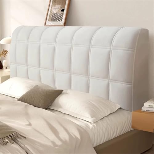 Chickwin Embossed Bed Headboard Cover, Solid Color Stretch All-Inclusive Headboard Covers Modern Universal Elastic Head Board Slipcover for Single Small Double King Size Bed (Creamy White,160cm)