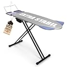 BigDean Bügelbrett XXL (120x45 cm Bügelfläche) inkl. ausklappbarer Schulterpassform - Stabiler Bügeltisch für Dampfbügelstationen und Bügeleisen - Ironing Board - höhenverstellbar