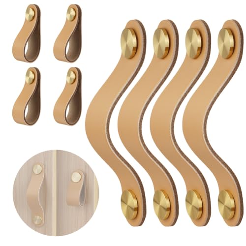 flintronic Ledergriffe für Möbel, 4 Stück Handgemachte Griff...
