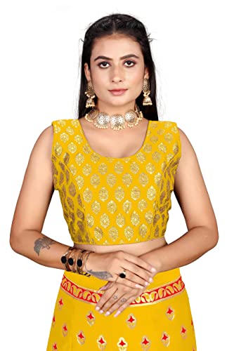 Image of LAHER Girl's Casual Wear Heavy Banarsi Jacquard Soft Silk Bridal Semi-Stitched Lehanga Choli With Dupatta Set.