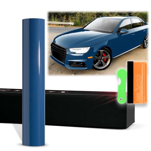 Film vinyle bleu Neptune covering voiture brillant autocollant antibulles 30x152cm