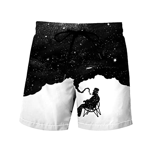 Same Day - Traje de baño para hombre, pantalones cortos casuales de primavera y verano, paneles impresos, pantalones deportivos de playa con bolsillos, elásticos en 4 direcciones, pantalones cortos de