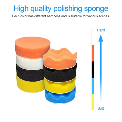 Image of 22 PCS Car Polishing Kit, 3 inch Buffing Pads, Automotive Polisher for Drilling, Waxing, Detailing (18 Pads, 2 Drill Adapters, 2 Suction Cups)
