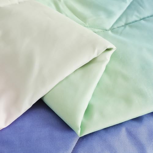 Image of Ac Comforter King Size Bed Ombre with Satin Finish 180 GSM - Reversible AC Comforter - Blue Comforter Quilt Duvet Dohar Blanket for Summer 220 x 250cm