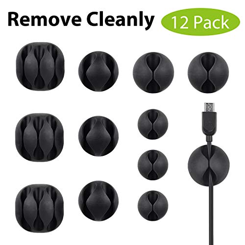 Avantree, Pack de 9 Clips Duraderos para Cable, Sostiene y Esconde los cables en la Mesa, Organiza y Gestiona los cables de alimentación de la TV, PC, Portátil