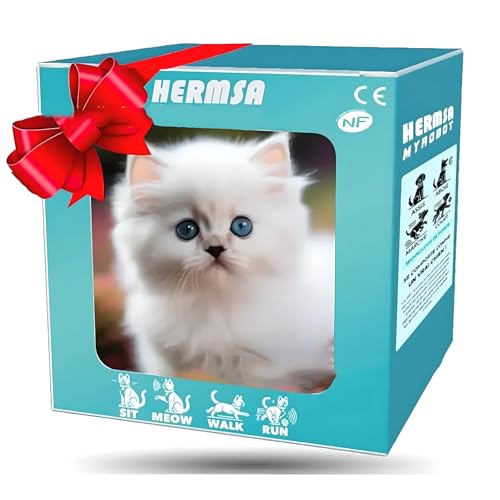 Gato Robot Realista 2025, Gatito Robótico Interactivo con Pelaje Suave, Inteligente, Camina, Maúlla y Mueve la Cola, Juguete Realista para Niños y Niñas