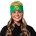 Mighty Morphin Power Rangers Men's Green Ranger Beanie Gold Armor Embroidered Patch Knit Fold Cuff Beanie Hat OSFM