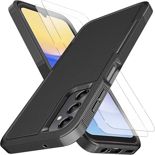 KaiMai for Samsung A14 4G/5G Case [10 FT Military Grade Drop Protection] [Non-Slip] [2 pcs TPE HD Screen Protector] Heavy Duty Full-Body Shockproof Case for Samsung Galaxy A14 6.6-Black