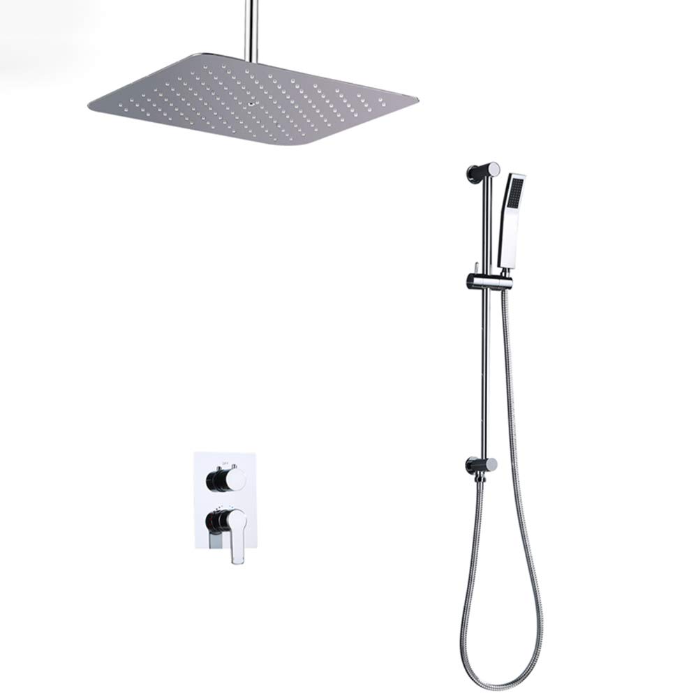 Colonne de douche thermostatique en laiton avec ciel de pluie carré 16 pouces