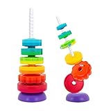 BYFWH Spinning Stacking Toys for Babies 12+ Month Rainbow Ring Flowers Animals Fruits Theme Stacker ABS Toys for Toddlers 1-3 Montessori Educational Learning Sensory Toy,Stacking Toy for Kids