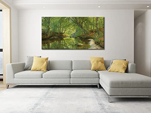 Msspart Green Forest Stream Wall Art For Living Room By Peder Mork Monsted, Landscape Painting Canvas Prints, Nature Picture Artwork For Office Decor #TOP5